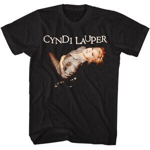 Cyndi Lauper T-Shirt Suit Photo Pop Music Fan Graphic Retro Black Tee 81